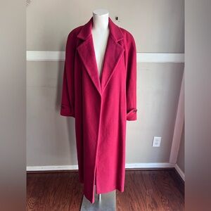 JH Collectibles Deep Red Trench Coat 100% Pure Wool